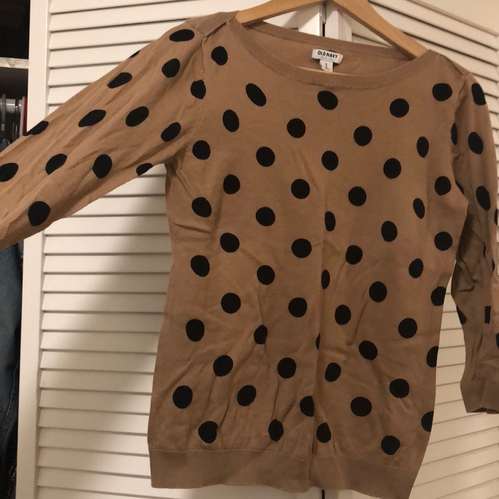 Old Navy Brown and Black Polka Dot Sweater Size M